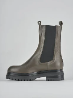 Stivaletto tacco 2 cm verde pelle
