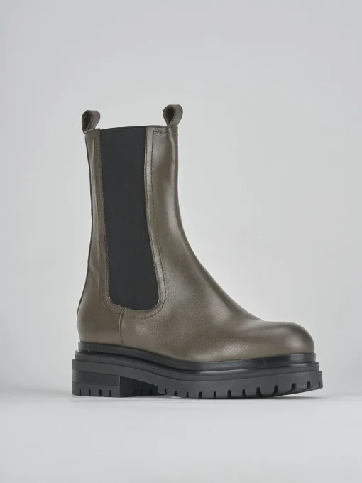 Stivaletto tacco 2 cm verde pelle