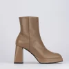 Stivaletto tacco 10cm beige pelle