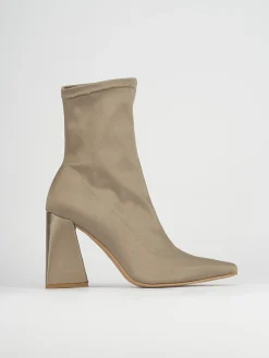 Stivaletto tacco 9cm beige tessuto
