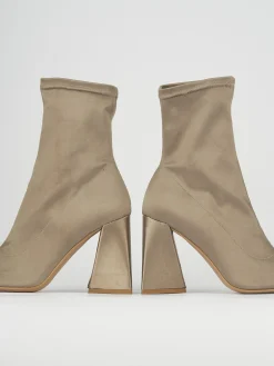 Stivaletto tacco 9cm beige tessuto