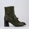 Stivaletto tacco 7cm verde pelle
