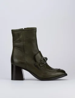 Stivaletto tacco 7cm verde pelle
