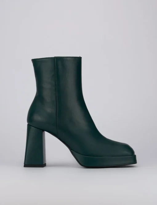 Stivaletto tacco 10cm verde pelle