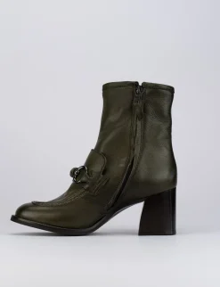 Stivaletto tacco 7cm verde pelle