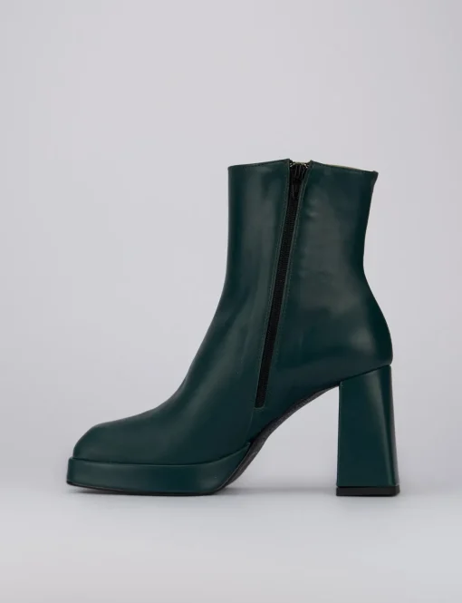 Stivaletto tacco 10cm verde pelle