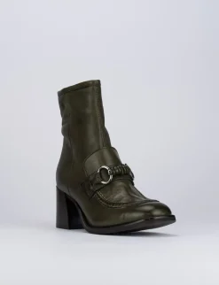 Stivaletto tacco 7cm verde pelle