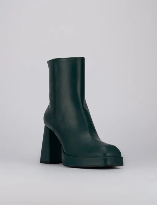Stivaletto tacco 10cm verde pelle
