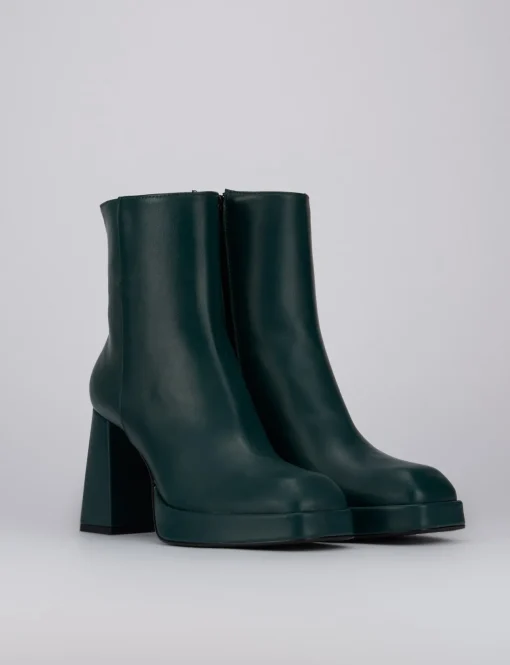 Stivaletto tacco 10cm verde pelle