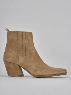 Stivaletto texano tacco 7 cm marrone camoscio
