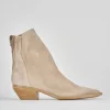 Stivaletto texano tacco 3 cm beige camoscio