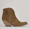 Stivaletto texano tacco 6 cm beige camoscio