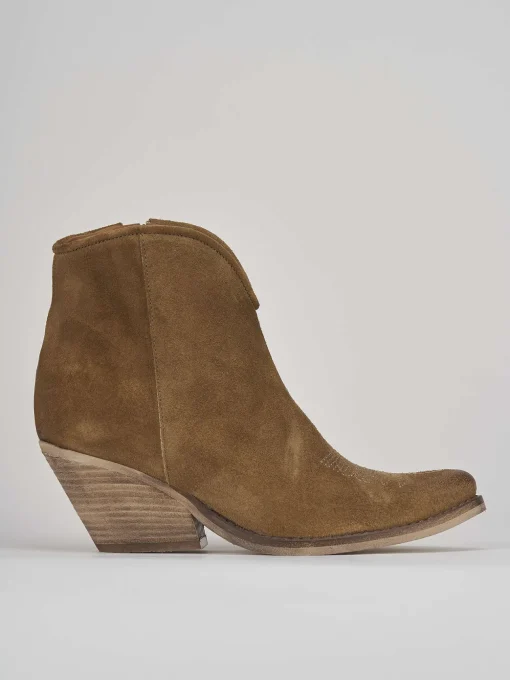 Stivaletto texano tacco 6 cm beige camoscio