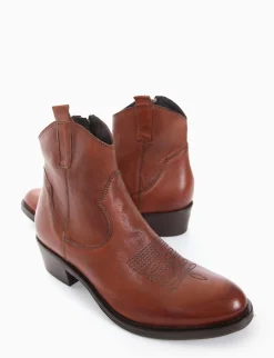 stivaletto texano tacco 3 cm cuoio