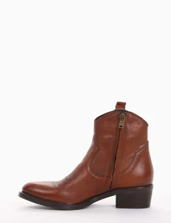 stivaletto texano tacco 3 cm cuoio