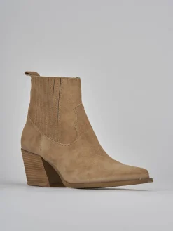 Stivaletto texano tacco 7 cm marrone camoscio