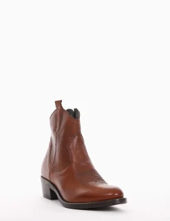 stivaletto texano tacco 3 cm cuoio
