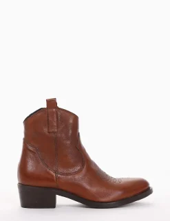 stivaletto texano tacco 3 cm cuoio