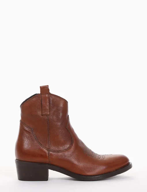 stivaletto texano tacco 3 cm cuoio
