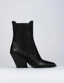 Stivaletto texano tacco 7cm nero pelle