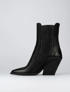 Stivaletto texano tacco 7cm nero pelle