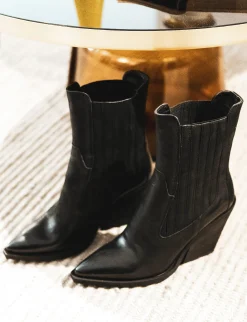 Stivaletto texano tacco 7cm nero pelle