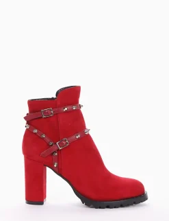 stivaletto tronchetto tacco 9 cm rosso