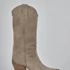Stivali tacco 6cm camoscio beige