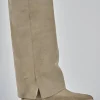 Stivali tacco 1cm camoscio beige