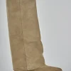 Stivali tacco 2cm camoscio marrone