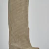 Stivali tacco 4cm camoscio beige