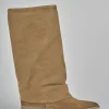 Stivali tacco 2cm camoscio marrone
