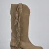 Stivali tacco 4cm camoscio marrone