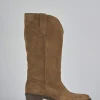 Stivali tacco 3cm camoscio marrone