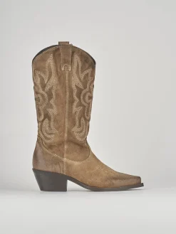 Stivali tacco 3cm camoscio beige