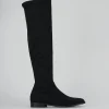 Stivali tacco 1cm camoscio nero