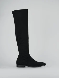 Stivali tacco 1cm camoscio nero