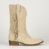 Stivali tacco 2cm camoscio beige