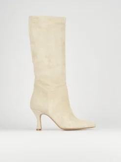 Stivali tacco 7cm camoscio beige