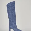 Stivali tacco 9cm camoscio blu