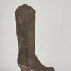 Stivali tacco 6cm camoscio testa