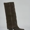 Stivali tacco 7cm camoscio testa