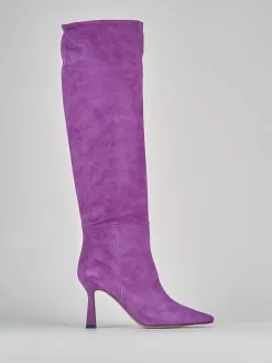 Stivali tacco 9cm camoscio viola