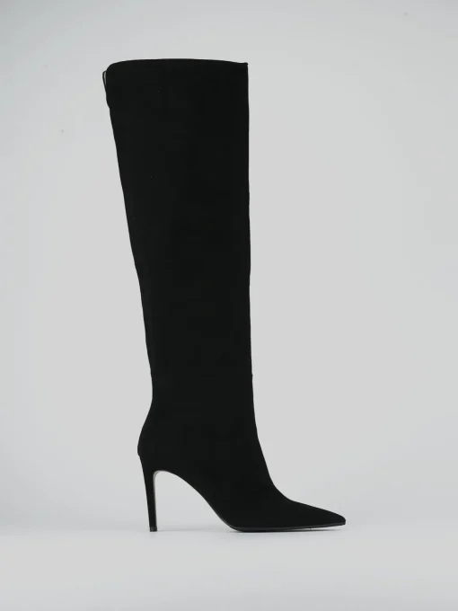 Stivali tacco 8cm camoscio nero