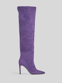 Stivali tacco 8cm camoscio viola
