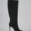 Stivali tacco 10cm camoscio nero