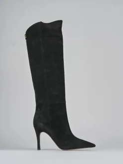 Stivali tacco 9cm camoscio nero