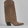 Stivali tacco 8cm camoscio beige