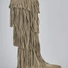 Stivali tacco 2cm camoscio beige