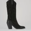Stivali tacco 8cm camoscio nero